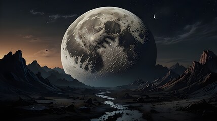 full moon over the mountains