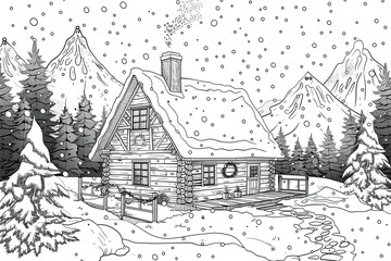 Christmas coloring pages with Christmas tree, snowman, wreath