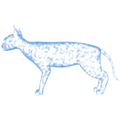 3d rendered glowing hologram of a cat isolated on transparent background