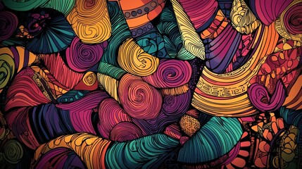 Vibrant Swirls: An Abstract Kaleidoscope of Color and Line