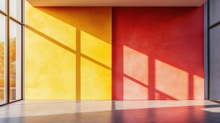 Fototapeta premium Vibrant Yellow and Red Walls Interior Design