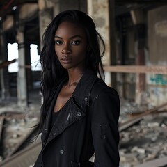 Fototapeta premium Woman in Industrial Ruin