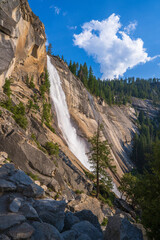 waterfall at the mist trail in yosemite national park, california