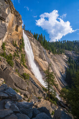 waterfall at the mist trail in yosemite national park, california