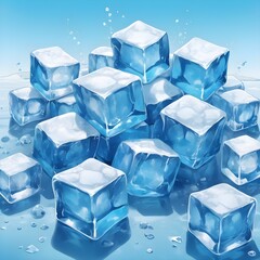 ice cubes on white background