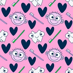 Medicine seamless teeth pattern for wrapping paper and fabrics and linens