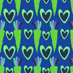Spring vegetables seamless carrots pattern for wrapping paper and fabrics