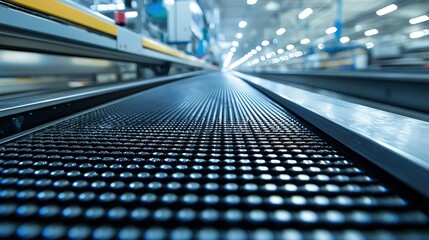 Obraz premium Close-up of a conveyor belt in an industrial setting.