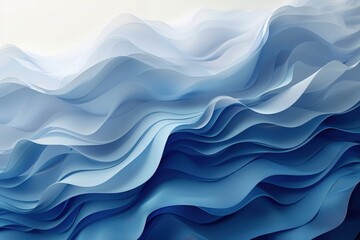 Fototapeta premium Abstract waves in varying shades of blue, creating a fluid, serene atmosphere.