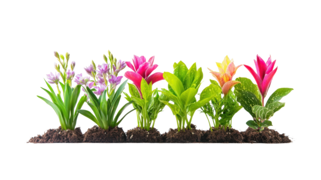 Freshly planted flower seedling transparent background