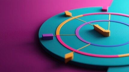 A vibrant, abstract composition featuring colorful geometric shapes on a teal and purple background, suggesting creativity and modern design.