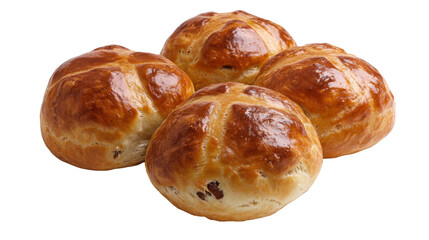 Freshly baked hot cross bun transparent background