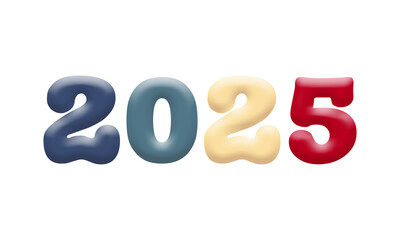 Picture 2025 with colorful design like bubble balloon