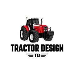 tractor vector design, rice plow, agricultural machinery, tractor logo, transportation, red farming tractor, illustration