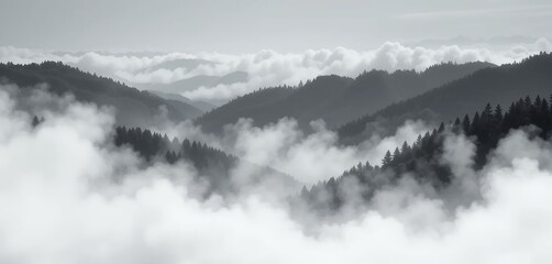 Misty Mountain Landscape Photography Clouds Over Forest Peaks