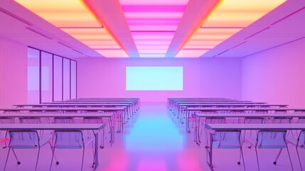 Collaborative Workspace with Soft Lighting and Modern Design