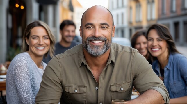 Group of friends enjoying outdoor dining