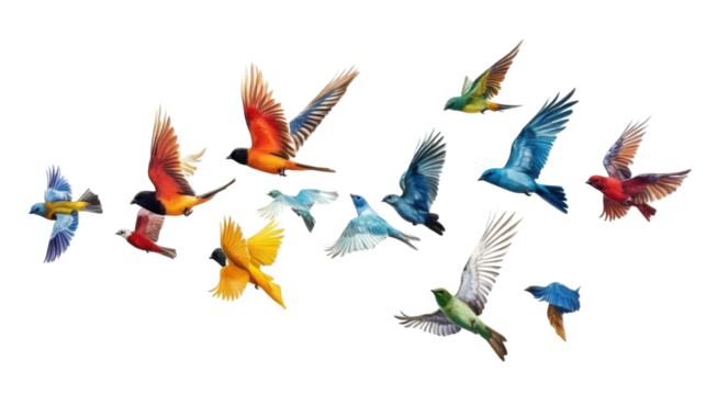 Flock of birds transparent background