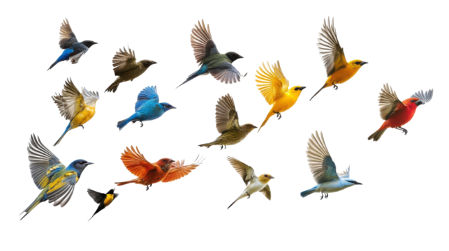 Flock of birds transparent background