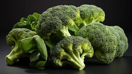 Organic green broccoli floret, symbolizing health, cooking, and vegan diet concepts, studio view.