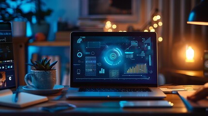 A laptop screen showing a transition animation from 2024 to 2025 with a loading bar filling up, with a hand hovering above, ready to plan the future.