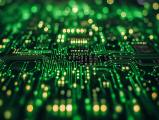 Obraz premium Close-up of illuminated circuit board.