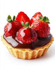 Delicious Strawberry Tart with Chocolate Glaze, Fresh Strawberries, and Crisp Cookie Base, Perfect for Dessert Lovers and Special Occasions
