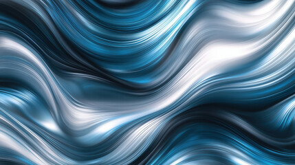 Abstract 3D Flowing Liquid-Like Wave Textures in Blue, Silver, and White Gradient background wallpaper