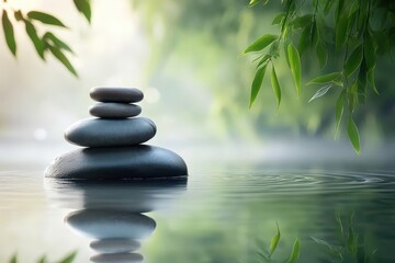 serene water surface with ethereal light creating zen atmosphere