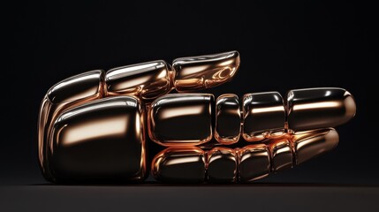 Naklejka premium Abstract Rose Gold Metallic Hand Sculpture: A 3D Render of Modern Art