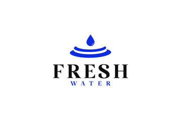 Fototapeta premium creative fresh water iconic logo design vector illustration. silhouette drop water symbol logo vector design. nature blue aqua water wave icon logo symbol design vector ideas.