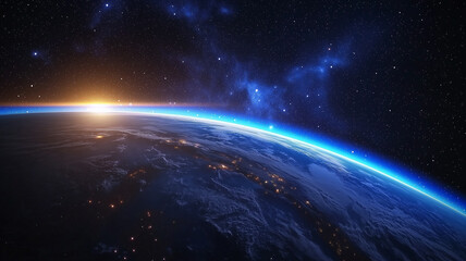 Obraz premium Stunning view of Earth from space with starry background 