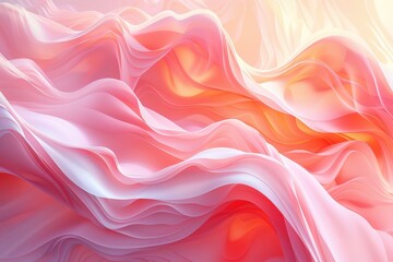 Obraz premium Abstract waves in soft pink and orange hues, creating a serene atmosphere.