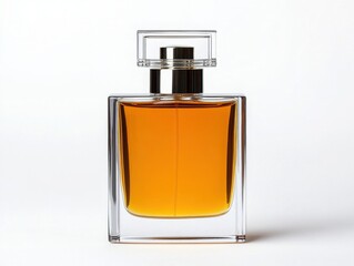 Elegant perfume bottle with amber liquid, showcasing sophistication and luxury in beauty and fragrance.