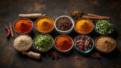 Raw Food Ingredients on Textured Background