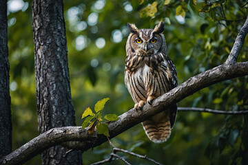 Obraz premium a owl standing on a tree branch