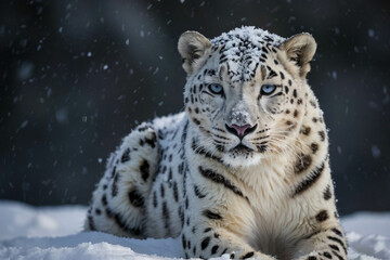 Fototapeta premium a snow leopard looking at you