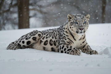 Fototapeta premium a snow leopard looking at you