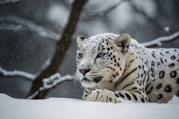 Obraz premium a snow leopard looking at you
