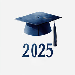 Graduation cap, 2025 text. Academic milestone. Graduation ceremony banner design. Stylish graphic. Graduation design for class of 2025. Modern typography for class of 2025. Graduation cap icon.