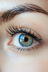 A womana??s eyelashes, highlighting the before-and-after results lash lifting and lamination.
