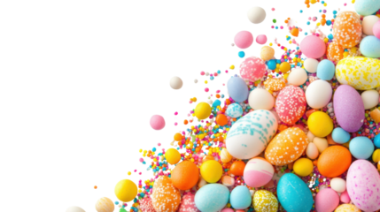 Colorful chocolate Easter eggs transparent background