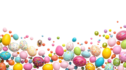 Colorful chocolate Easter eggs transparent background