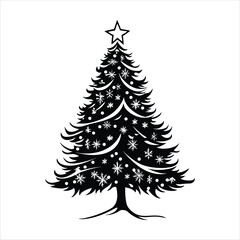 christmas tree vector black and white