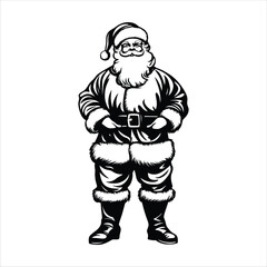 santa claus vector black and white