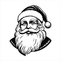 santa claus vector black and white