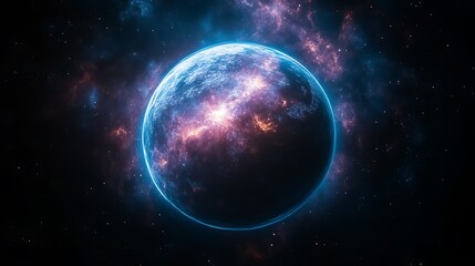 Fototapeta premium Glowing Planet In A Nebula Cosmic Space Scene