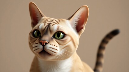 A close-up of a Donskoy catâ€™s distinctive wrinkled face, showcasing its expressive eyes and angular features, set against a softly blurred neutral background.