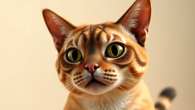 A close-up of a Donskoy catâ€™s distinctive wrinkled face, showcasing its expressive eyes and angular features, set against a softly blurred neutral background.