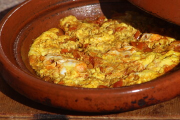 Tajine with Eggs and Tomatoes Close Up